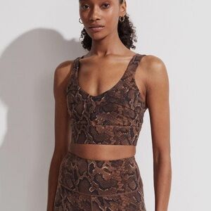 Varley Let’s Go Staunton Sports Bra Brown Rattlesnake Print Small